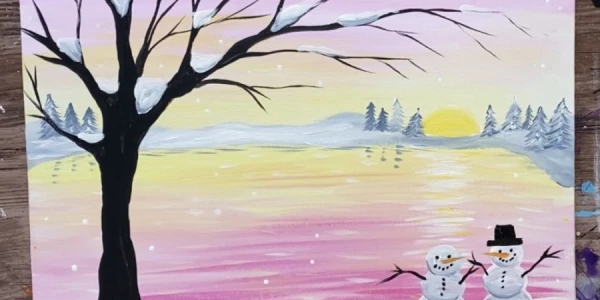 Snowman Pastel Harmony - Acrylic Painting Class, ALL AGES