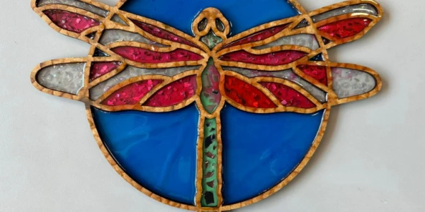 Faux Crushed Stained Glass: Fluttering Dragonfly