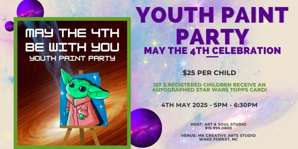 MAY THE FOURTH BE WITH YOU: Youth Stars War-Inspired Baby Yoda (Grogu) Painting