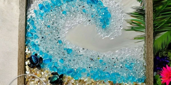 Crushed Glass UV Resin Ocean Wave