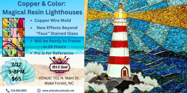 Date Night/Craft and Sip Night: Copper Mold Resin-Stained Glass Large Lighthouse Project