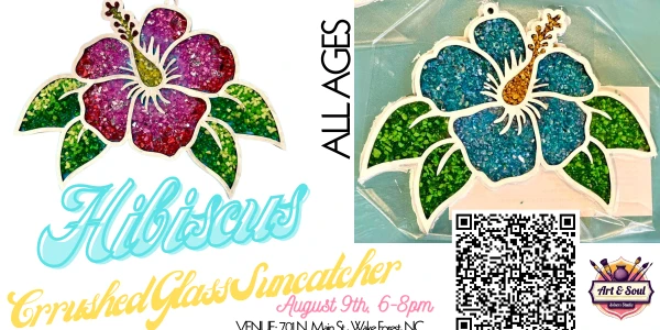 🌺 Faux Crushed Stained Glass Workshop: Tropical Hibiscus Edition 🌴