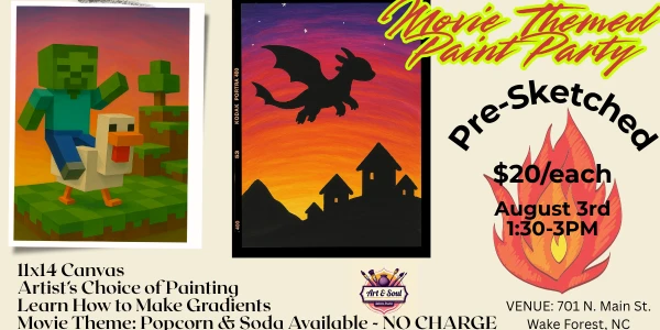 Movie-Themed Youth Paint Party! Popcorn, Dragons, and Chicken Jockeys, oh my!