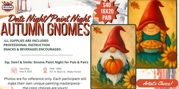 Harvest Gnomes Paint Night A Cozy Date Night / Friends Night Out Experience