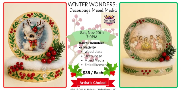 ❄️ Whimsy & Wonder: An Evening of Mixed Media, Decoupage, Woodworking, and Holiday Decor