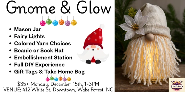 🎨 Make It Mondays at WISP on White: Gnome & Glow: Holiday Gnome Workshop