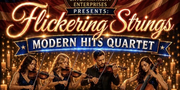 Flickering Strings Modern Hits Quartet at Live Casino “Through the Decades Pop & Rock Hits” Benefits HEROES NEVER ALONE