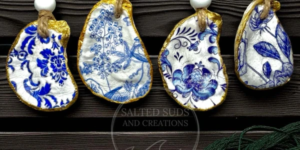 11/8/2026 Decoupage Oyster Shell Ornaments, Set of 4